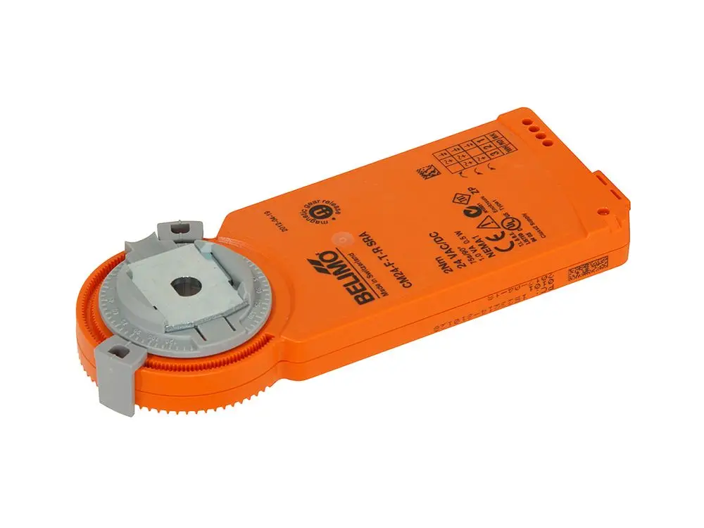 Ersatz-Stellantrieb in orange mit grauem Montageadapter und Anschlussdetails, brandlabel von Fränkische, geeignet für Heizungs- oder Lüftungsanwendungen.